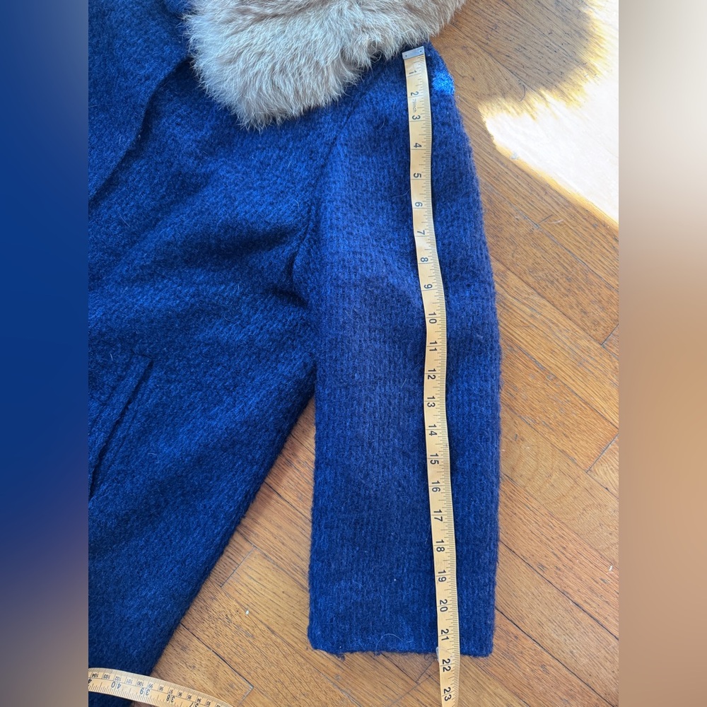 50s Vintage Boulce Tweed Swing Coat w Fox collar Sz Large - Picture 7 of 8